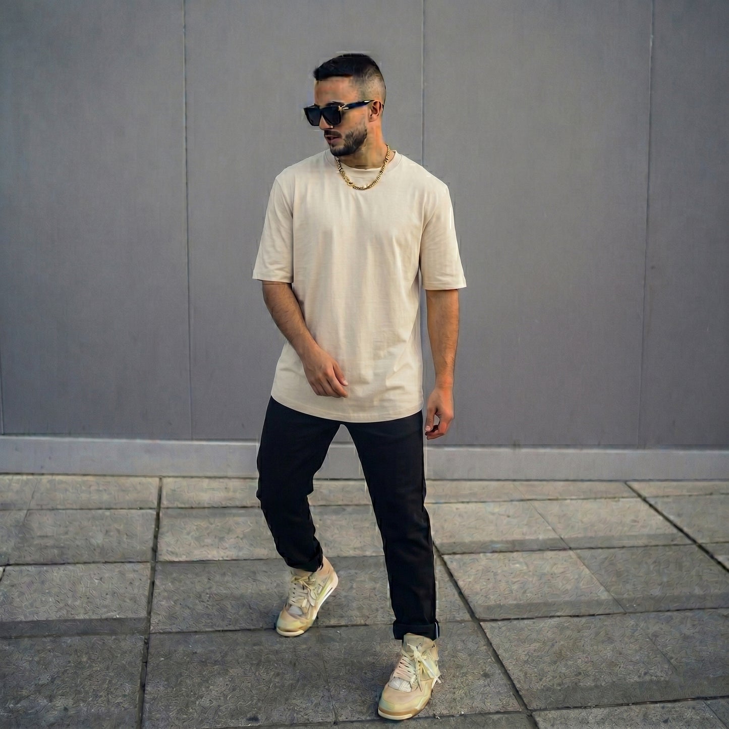 Back Off Oversized Tee - Sand Beige