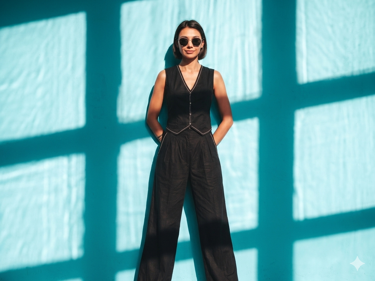 The Eclipse - Black Structured Sleeveless Shell | Tafree Curated