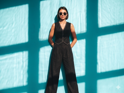 The Eclipse - Black Structured Sleeveless Shell | Tafree Curated