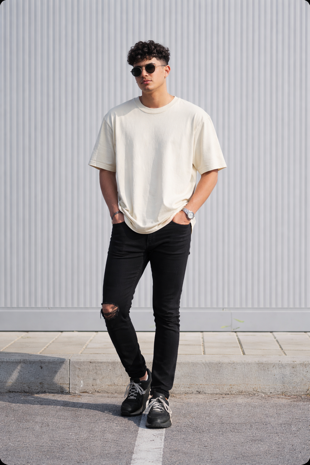 Tafree Essentials Oversized Unisex T-Shirt - Off White/Beige