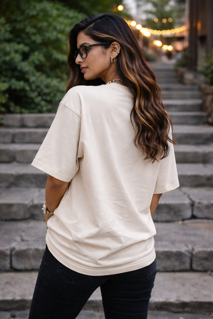 Tafree Essentials Oversized Unisex T-Shirt - Off White/Beige