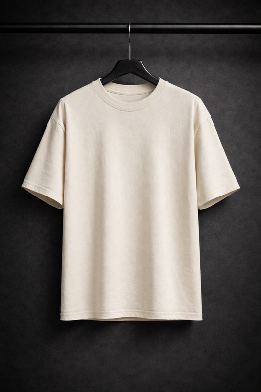Tafree Essentials Oversized Unisex T-Shirt - Off White/Beige