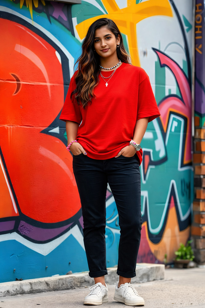 Tafree Essentials Oversized Unized T-Shirt - Red